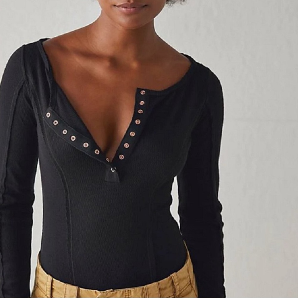 🍒NWT Free People Intimately Sloane Bodysuit. Black. Size: XS - Picture 8 of 8